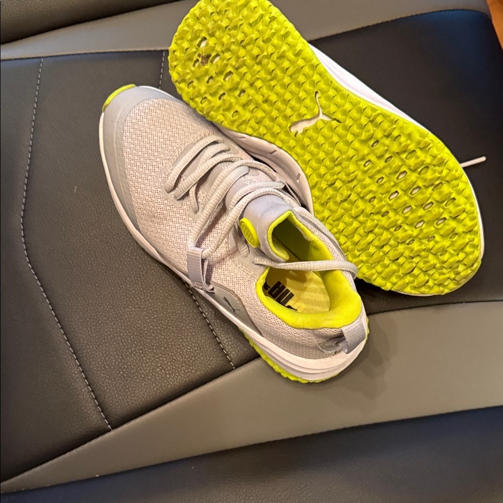 Puma Kids Shoes in Gray and Neon Yellow